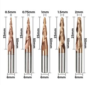 Twotrees 6-shank taper ball end double-edged spiral milling cutter