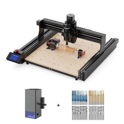 Twotrees TTC-450 CNC-Fräsmaschine + 20-W-Lasermodul + 500-W-Motor + 4. Achsenmodul + Schaftfräser