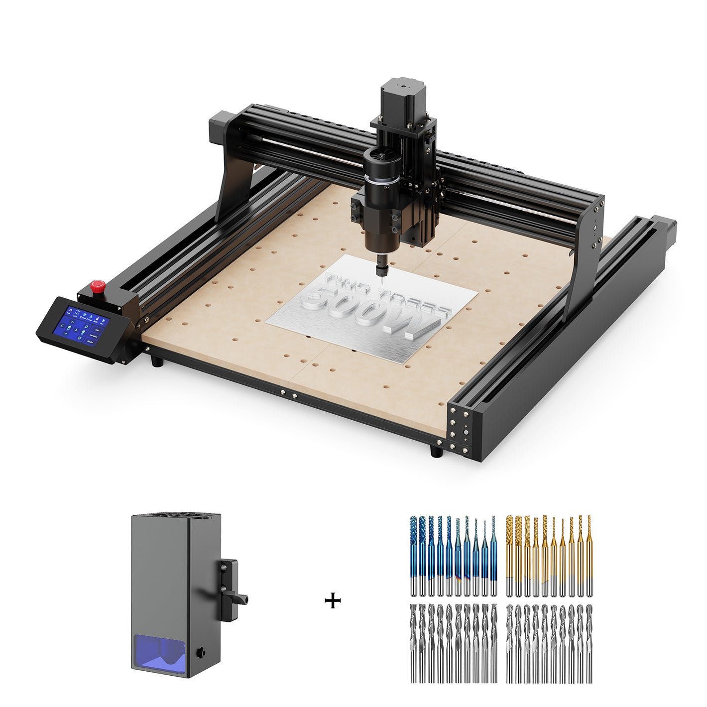 Twotrees TTC-450 CNC-Fräsmaschine + 20-W-Lasermodul + 500-W-Motor + Schaftfräser