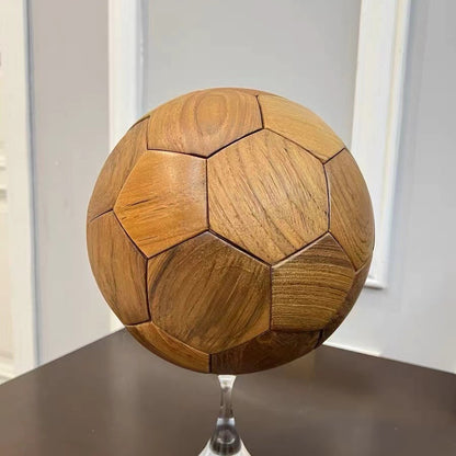 Teak Solid Wood Football Luban Mortise And Tenon Teak Splicing Crafts Bedroom Study Living Room Fan Gift