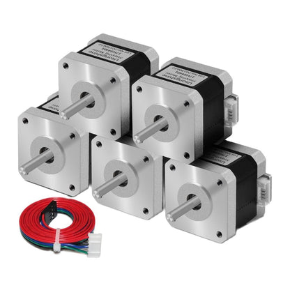 Two Trees Nema 17 Stepper Motor 5PCS 17HS4401 NEMA17 42 Motor 4-Lead 42BYGH 1.5A with DuPont Line for 3D Printer and CNC