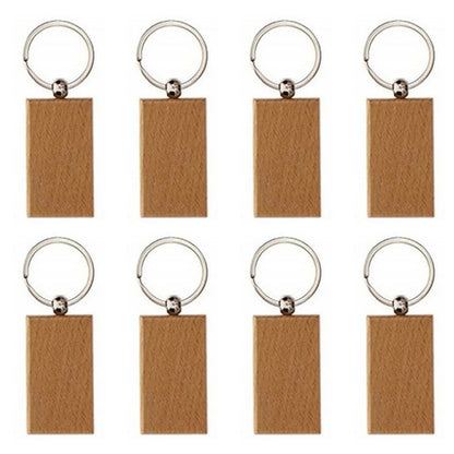 Holz-ID-Tags, blanko, rechteckig, Holz-Schlüsselanhänger zum Selbermachen